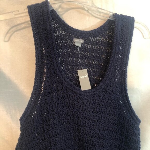 NWT Arerie Crochet Navy Blue Tank  Top Ladies Med - Picture 3 of 10